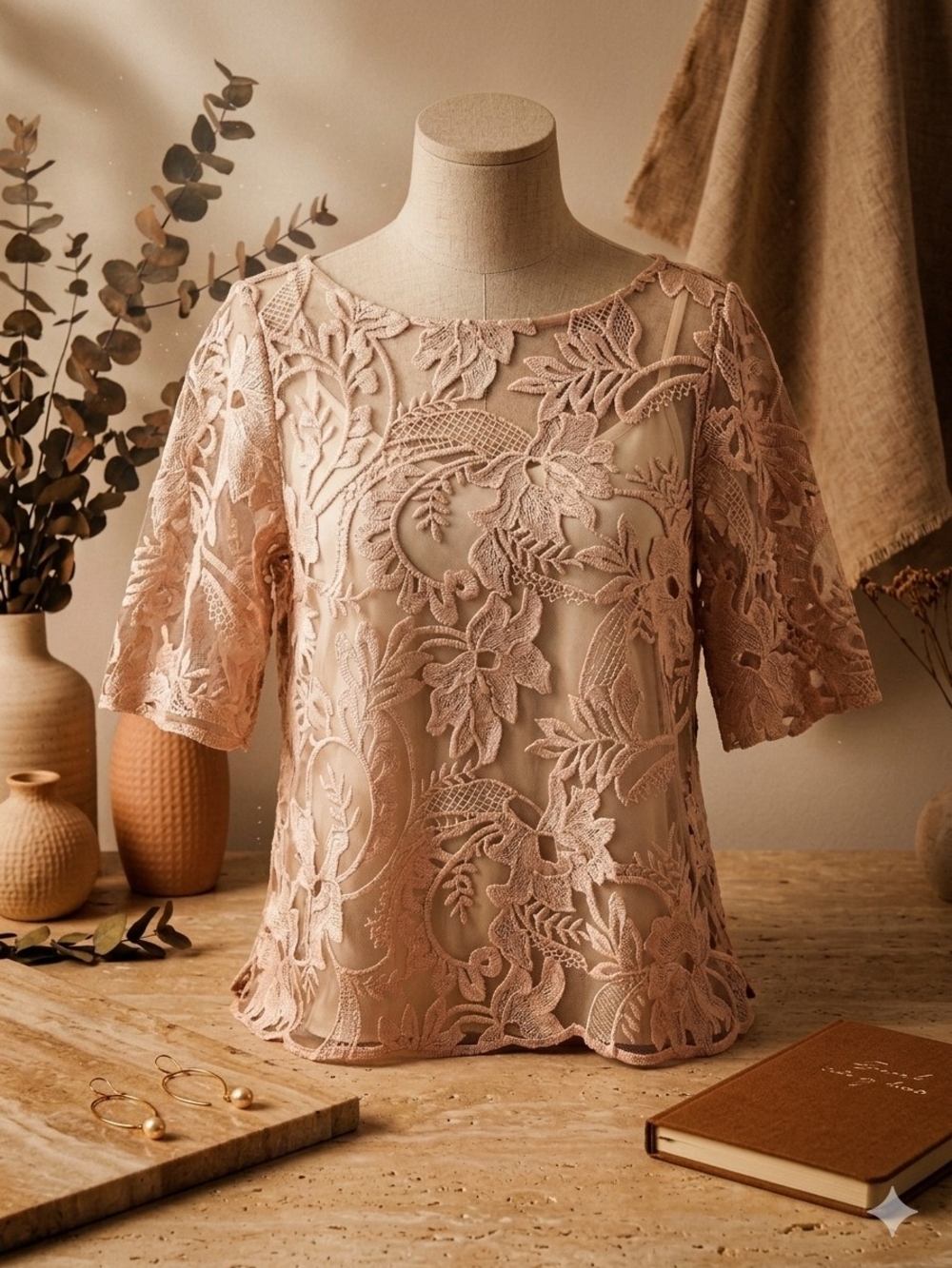 NWT Zara Dusty Pink Floral Lace Blouse